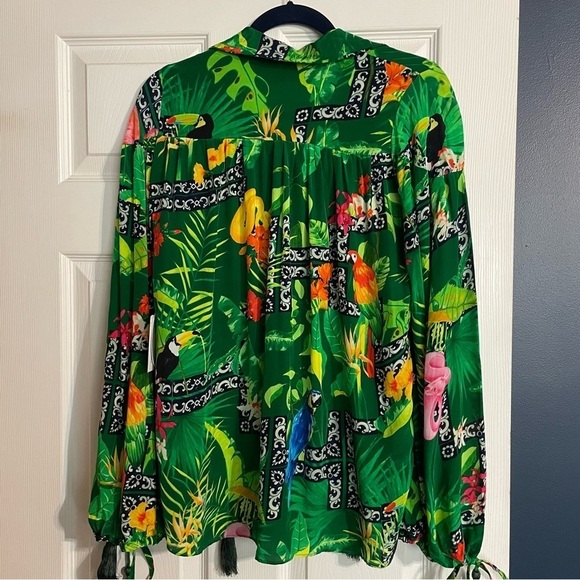 NWT La Fuori Bela Fuori Tropical 100% Silk Top - Picture 2 of 13